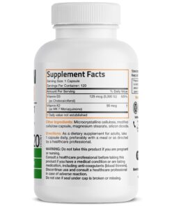 Alternative view of Bronson Vitamin K2 (MK7) with D3 Supplement Non-GMO Formula 5000 IU Vitamin D3 & 90 mcg Vitamin K2 MK-7 Easy to Swallow Vitamin D & K Complex, 120 Capsules 120 Count (Pack of 1)
