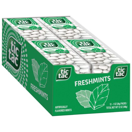 Tic Tac Freshmint Breath Mints, Bulk 12 Pack, On-The-Go Refreshment, 1 Oz Each 1 Ounce (Pack of 12)