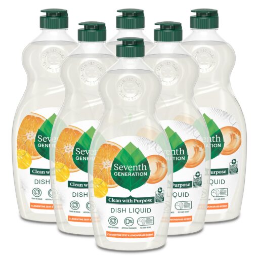 Seventh Generation Dish Liquid Soap, Clementine Zest & Lemongrass Scent, 25 Fl Oz (Pack of 6)