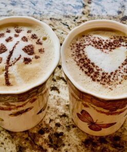 Lofekea Stainless Steel Powder Shakers Coffee Cocoa Cinnamon Shaker Cans Mesh Duster with 16PCS Stainless Steel Barista Coffee Decorating Stencils Template for Latte Cappuccino, Cupcake Stencils Stencil and Shaker 35 812Yl14qTL