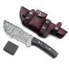 WolfKlinge DCX17-35 Handmade Damascus Steel Hunter, Barbarian Tracker, Sheep Horn Handle, with Cowhide Leather Sheath 13 812aVxsTqdL