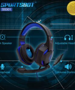 Soundbot SportsBot SS301 Blue LED Gaming Over-Ear Headset Headphone, Keyboard & Mouse Combo Set w/ 40mm Speaker Driver, Microphone, Multimedia Keys & Window Key Lock, 4 DPI Levels (BLU) 39 812bPesk dL