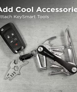 KEYSMART Key Holder for Keychain Key Ring - Compact Key Organizer Key Chain Key Case, Minimalist Pocket-Sized EDC Keychain, Loop Piece for Car Fobs, Expandable (up to 14 Keys, Black) 28 812boNygRuL