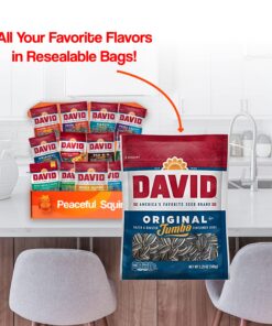 Peaceful Squirrel Variety, DAVID Sunflower Seeds jumbo Variety of 14 Flavors, Keto Friendly, On-The-Go Snack, 5.25 Ounce 12 812enpK4njL
