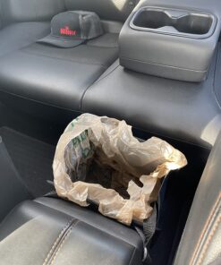 KMMOTORS Car Trash Can, Leather Trash Bag Foldable Hanging bin, Cute car Gadgets, Garbage Container, Vegan Leather(Medium, Black) Medium 40 812k5dABAkL