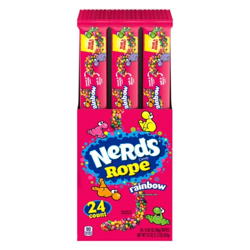 Nerds Rope Candy, Rainbow, 0.92ounce (Pack of 24) 24ct