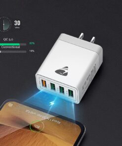 USB Wall Charger, Aioneus 40W 4-Port Fast Charger Block, Multiport USB Cube Power Adapter Wall Charger Plug Charging Block for iPhone 15 14 13 12 11 Pro Max XR Xs Max 8,Samsung,Moto,Android Phones White 29 812pO3fok3L