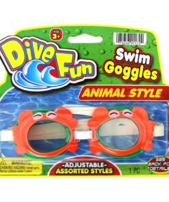 Animal Swim Goggles Dive Fun Dolphin (blue), Fish (yellow), Crab (orange), Killer Whale (black) Pool Goggles Summer Beach Goggles for kids with 2 GosuToys Stickers 12 812pseTmA L