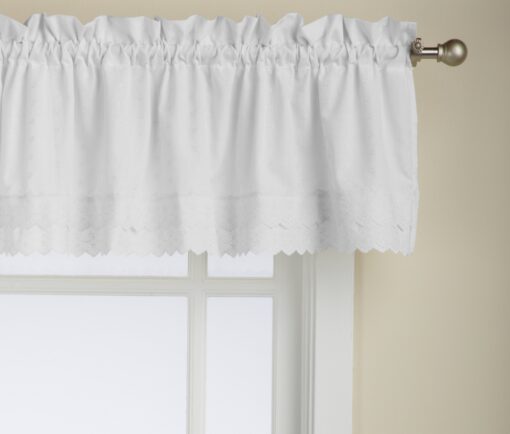 LORRAINE HOME FASHIONS Ribbon Eyelet Valance, 60 by 12-Inch, White Valance 60 in x 12 in