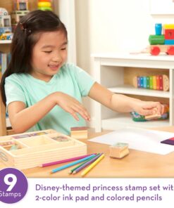 Alternative view of Melissa & Doug Disney Princess Wooden Stamp Set: 9 Stamps, 5 Colored Pencils, and 2-Color Stamp Pad With Washable Ink For Kids Ages 4+