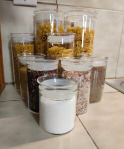 ZENS Glass Canisters Jar with Lid, Airtight Sealed 15 Fluid Ounce Spice Jars Sets of 2, Clear Small Kitchen Storage Containers for Herbs,Tea 4.76 x 3.15 IN 03-15oz*2 32 812s mjNtbL