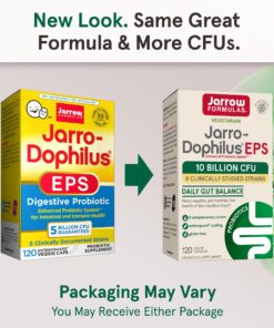 Jarrow Formulas Jarro-Dophilus EPS Probiotics 10 Billion CFU, Dietary Supplement for Intestinal Tract Support, Gut Health Supplements for Women and Men, 120 Veggie Capsules, 60 Day Supply Unflavored 120 Count (Pack of 1) 12 812sihbsRaL