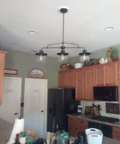 Globe Electric 64845 Nate 3-Light Pendant, Oil Rubbed Bronze, Clear Glass Shades, Bulb Not Included Without Bulb Oil Rubbed Bronze (3-Light) 57 812skH7wGmL