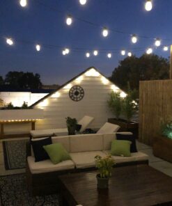 Brightech Ambience Pro Solar Powered Outdoor String Lights, 27 ftCommercial Grade Waterproof Patio Lights, 12 Edison Bulbs, Shatterproof LED Solar Christmas String Lights - 1W LED, Soft White 27 Feet 37 812tjbQvuZL