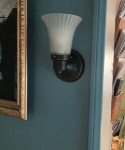 Design House 505115 Village 1-Light Indoor Dimmable Wall Sconce Frosted Flute Glass with Twist On/Off Switch for Bathroom Bedroom Hallway, 8.25" H x 5.1" W, Oil-Rubbed Bronze 40 812vLLNkoL