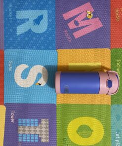 THERMOS FUNTAINER 12 Ounce Stainless Steel Vacuum Insulated Kids Straw Bottle, Pink Solid Color 24 813 ONHsK9L