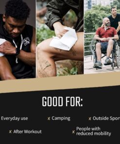 Hustle Clean Body Wipes 9''x8'', Disposable Bathing Wipes For Adults, No Rinse, With Aloe Vera & Vitamin E, Fresh Scent, 40 Individually Wrapped Wipes 10 Count (Pack of 4) 7 81307UmwqiL