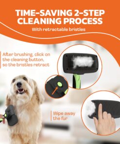 The Pet Portal Self Cleaning Dog Brush for Shedding Slicker Brush Cat Long Haired Pet Brush Grooming Deshedding Supplies - Small Pets Black 22 8130EHR9w0L