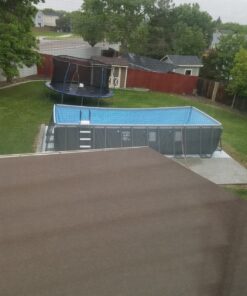 Intex 24ft X 12ft X 52in Ultra Frame Rectangular Pool Set with Sand Filter Pump, Ladder, Ground Cloth & Pool Cover 24 ft x 12 ft x 52 in 46 8130FJsiUL