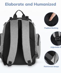 Mancro Diaper Bag Backpack, Large Multifunction Waterproof Travel Baby Changing Bag for Dad Mom with 4 Insulated Pockets and Stroller Straps, Maternity Baby Bag for Boys Girls, Grey Austere Grey 54 8131vR01FtL