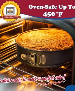 HIWARE 9 Inch Non-stick Cheesecake Pan Springform Pan with Removable Bottom/Leakproof Cake Pan with 50 Pcs Parchment Paper - Black 9-Inch 24 8132F9IecNL