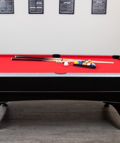 Alternative view of Hathaway Maverick 7-Foot Pool and Table Tennis Multi Game with Red Felt and Blue Table Tennis Surface. Includes Cues, Paddles and Balls