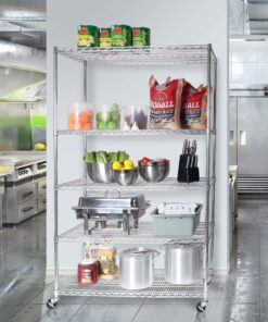 Alternative view of Seville Classics UltraDurable Heavy Duty NSF Solid Steel Wire Rack Storage Unit Organizer for Garage, Warehouse, Office, Restaurant, Classroom, Kitchen, 5-Tier Shelving, 48" W x 24" D