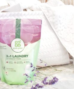 Grab Green 3-in-1 Laundry Detergent Pods, 60 Count, Lavender Vanilla Scent, Plant and Mineral Based, Superior Cleaning Power, Stain Remover, Brightens Clothes 60 Count (Pack of 1) 20 8133o56BnJL