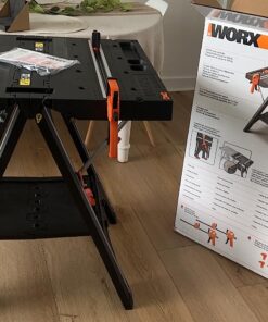 Worx Pegasus 2-in-1 Folding Work Table & Sawhorse, Easy Setup Portable Workbench, 31" W x 25" D x 32" H Lightweight Worktable with Heavy-Duty Load Capacity, WX051 - Includes 2 Clamps & 4 Clamp Dogs Worx Pegasus Work Table 43 8134m2gvIYL