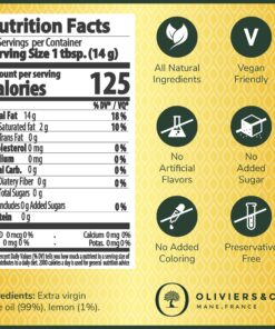 Lemon Olive Oil by Oliviers & Co. | Cold Pressed Extra Virgin Olive Oil and Fresh Lemons | Everyday and Cooking EVOO from Italy | Gourmet Flavored Lemon Oil in Tin Can | 250 ml Can Fresh Lemon 8.4 Fl Oz (Pack of 1) 9 8136OAk9ngL