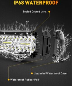 NAOEVO 7 inch LED Light Bar, 240W 24,000LM Offroad Fog/Driving Lights LED Pods with Spot Flood Combo Beam, Waterproof LED Work Lights for Truck Boat UTV ATV Jeep, 2 Pack (White) White 37 81378hnjByL