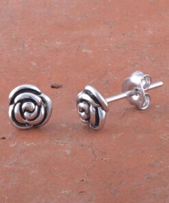 Sterling Silver Rose Flower Stud Earrings - 7mm Rhodium Plated 31 8138mqQfFL