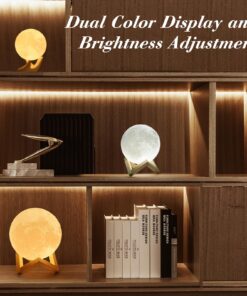 Mydethun Moon Lamp - Home Décor, Mood Lighting with Brightness Control, LED Night Light, Bedroom, Sleep Training Meditation,Birthday Gifts for Kids Women, Ceramic Hand Base, 3.5", White & Yellow 3.5 inch 27 813BTgUVisL 1