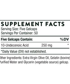 Thorne Undecylenic Acid (Formerly Formula SF722) - 250 mg of Undecylenic Acid - Fatty Acid Support for a Healthy Balance of Gut and Vaginal Flora - Gluten Free - 250 Gelcaps - 50 Servings 12 813CFEqAwL