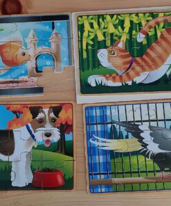 Melissa & Doug Pets 4-in-1 Wooden Jigsaw Puzzles in a Storage Box (48 pcs) - FSC-Certified Materials 36 813EXGlgHiL