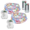 buways Fairy Lights,2-Pack Battery Operated Waterproof Multicolor 50 LED Fairy String Lights,16.4ft Silver Wire Light with Remote Control for Christmas Parties,Garden and Home Decoration 50LED-2PACK 12 813J21D2 AL