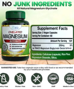 Magnesium Glycinate 200mg Supplement Magnesium Bisglycinate for Women Men Adults to Support Sleep, Heart Health, Muscles, and Nerves Pure Magnesium High Absorption 8 813JBOmkd3L
