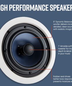 Alternative view of Polk Audio RC80i 2-way Premium In-Ceiling 8" Round Speakers, Set of 2 Perfect for Damp and Humid Indoor/Outdoor Placement - Bath, Kitchen, Covered Porches (White, Paintable-Grille) RC80i, 8 Inch