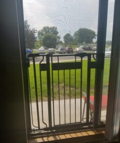 Regalo Home Accents Extra Tall & Wide Baby Gate, Bonus Kit, Includes Décor Steel With Hardwood, 4" Extension Kit, 4 Pack Pressure Mount Kit & Wall Cups 37 Inch Tall 34 813LSHlFxIL