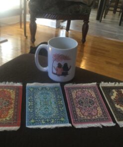 Rug Coasters, Set of 4 Turkish Carpet Style Table Drink mats, Absorbent Kitchen and Dining Accessories, Spill & drip Protection, Rectangular Mix-2 19 813M85bzIfL
