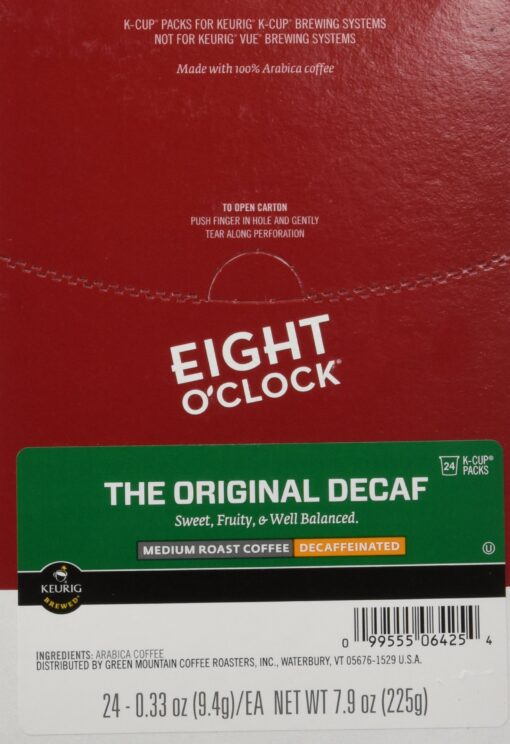 Eight O'Clock Original Decaf Coffee Single-Serve K-Cup, 3 Oz, Carton Of 24 Original,Decaf 24 Count (Pack of 1)