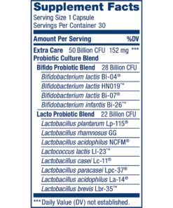 Renew Life Extra Care Go-Pack Probiotic Capsules, Daily Supplement Supports Immune, Digestive and Respiratory Health, L. Rhamnosus GG, Dairy, Soy and gluten-free, 50 Billion CFU, 30 Ct 30 Count (Pack of 1) 12 813MjHqdtXL