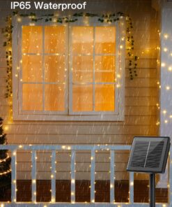 Brightown Solar String Lights, 2 Packs Total 66Ft 200 LED Solar Fairy Lights with 8 Modes, Waterproof Solar Lights for Outside Patio Yard Tree Wedding Christmas(Warm White) 33FT*2Packs Warm White 32 813NWZs7AL