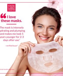 Hada Labo Tokyo Anti-Aging Facial Sheet Mask, with Super Hyaluronic Acid, Collagen, Soy Peptides & Vitamin E, Spa Face Mask Reduces Fine Lines & Wrinkles, Firms & Hydrates, 4 ct 22 813OiAUWYIL