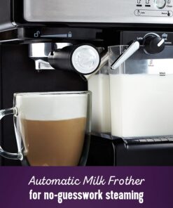 Mr. Coffee Espresso and Cappuccino Machine, Programmable Coffee Maker with Automatic Milk Frother and 15-Bar Pump, Stainless Steel,Silver 28 813QtrY7IhL