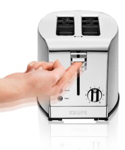 KRUPS KH732D50 2-Slice Toaster, Stainless Steel Toaster, 5 Functions with Cancel, Toasting, Defrost, Reheat and Bagel, Cord Storage, Silver Variable width slots 26 813Sqy9BCKL