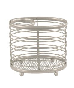 Spectrum Diversified Ashley Countertop Hair Dryer & Accessory Organizer Station Styling Tool Caddy for Brushes, Flat Irons, Curling Wands & Makeup Applicators, Satin Nickel 19 813Vf7oi70L