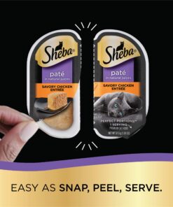 SHEBA PERFECT PORTIONS Paté Adult Wet Cat Food Trays (24 Count, 48 Servings), Savory Chicken and Roasted Turkey Entrée, Easy Peel Twin-Pack Trays 1.32 Ounce (Pack of 24) 24 813WHqoTwVL