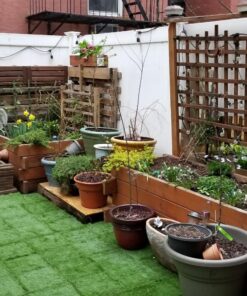 GOLDEN MOON Turf Grass, Artificial Grass, Tile Interlocking and Self-Draining Mat for Patio, Indoor Outdoor, 1x1 ft, 1.5 in Pile Height, 9 Pack 9 Tiles(9 sq ft) 56 813ZvuYLtVL