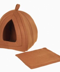Cat House - Indoor Cat Bed with Removable Foam Cushion - Pet Tent for Kittens, Rabbits, Guinea Pigs, and Other Small Animals by PETMAKER (Brown) Light Brown 29 813a8r Ly1L
